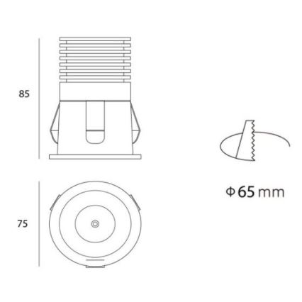 LED2 - Lampada LED da incasso da bagno RAY LED/10W/230V nero IP44