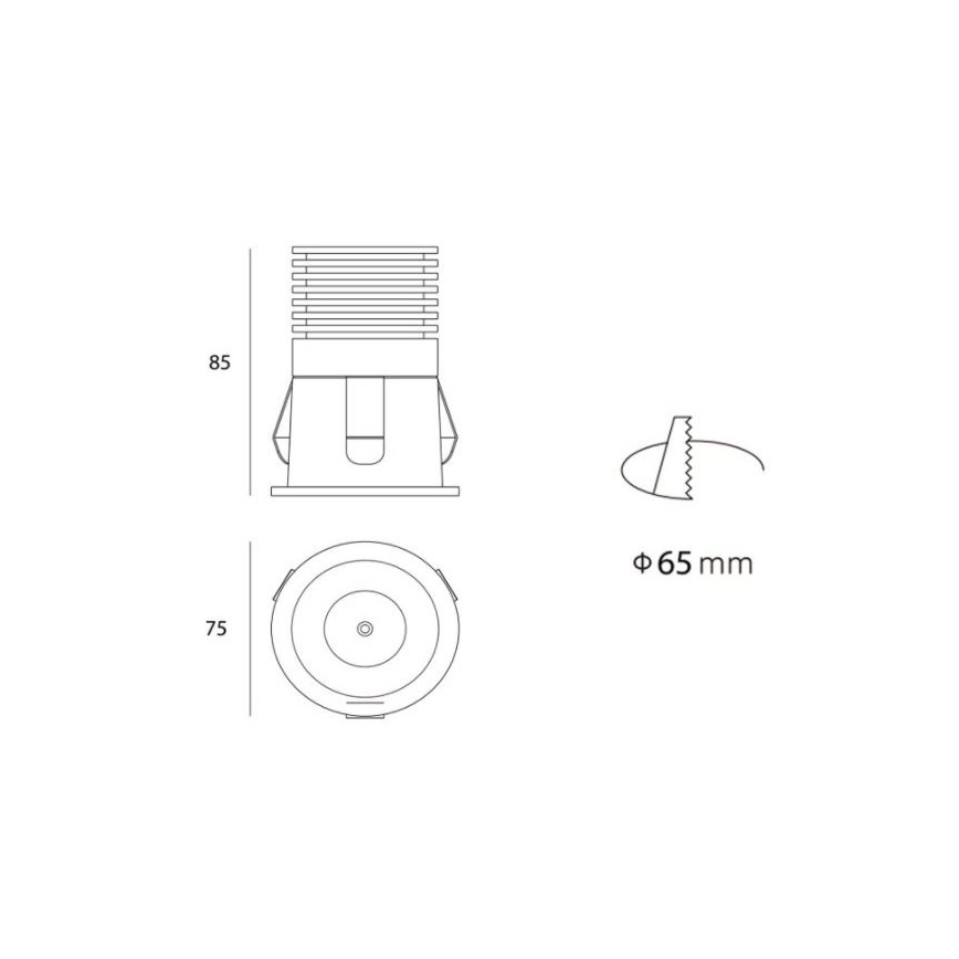 LED2 - Lampada LED da incasso da bagno RAY LED/10W/230V nero IP44
