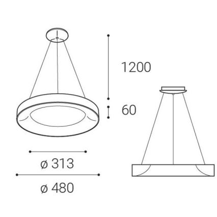 LED2 - Lampadario LED su filo BELLA LED/40W/230V 3000/4000K nero