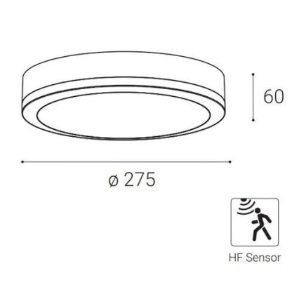 LED2 - Plafoniera LED da esterno con sensore KERY LED/18W/230V IP65 nero