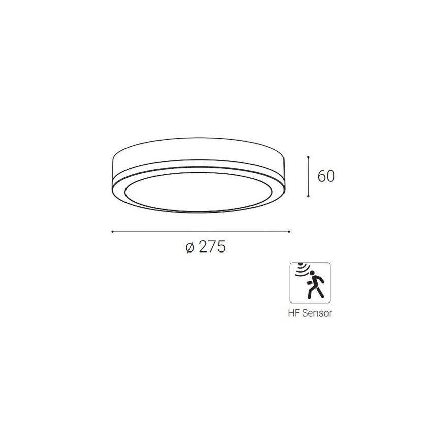 LED2 - Plafoniera LED da esterno con sensore KERY LED/18W/230V IP65 nero