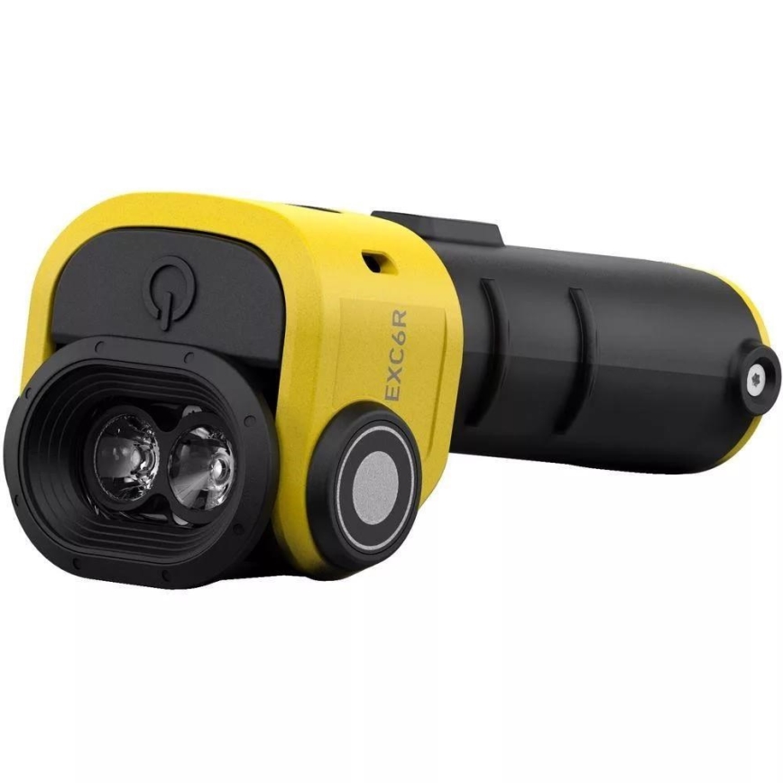 Ledlenser EXC6R - Torcia ricaricabile a LED dimmerabile con base di ricarica, batteria 1900 mAh, IP68, 300 lm, autonomia 10 h, gialla