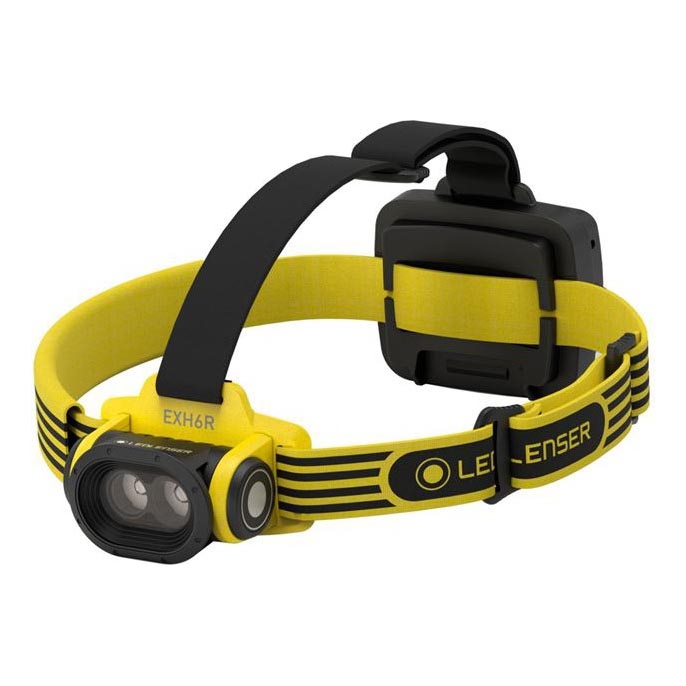 Ledlenser EXH6R - Lampada frontale ricaricabile a LED dimmerabile, batteria 1900 mAh, IP68, 250 lm, autonomia fino a 15 ore, gialla