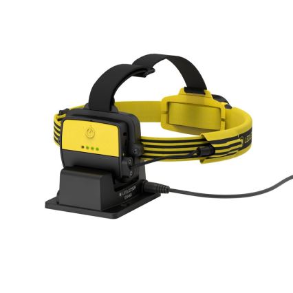 Ledlenser EXH6R - Lampada frontale ricaricabile a LED dimmerabile, batteria 1900 mAh, IP68, 250 lm, autonomia fino a 15 ore, gialla