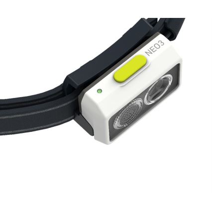 Ledlenser NEO3 - Lampada frontale dimmerabile a LED, alimentata da 3xAAA, IP54, 400 lm, 20 h, nero/bianco