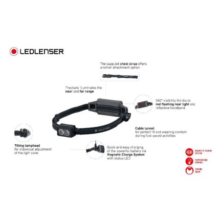 Ledlenser NEO5R - lampada frontale ricaricabile dimmerabile a LED LED/1800mAh IP54 600 lm 35 ore nera