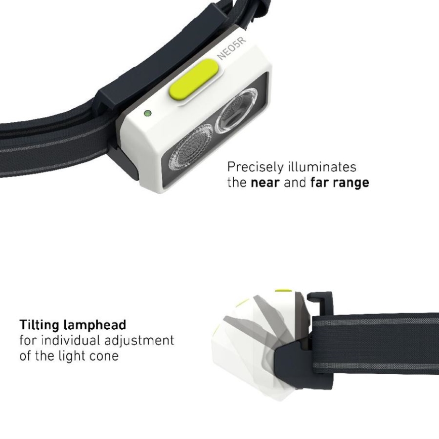 Ledlenser NEO5R - Torcia frontale ricaricabile a LED dimmerabile/1800 mAh IP54 600 lm 35 h nero/bianco