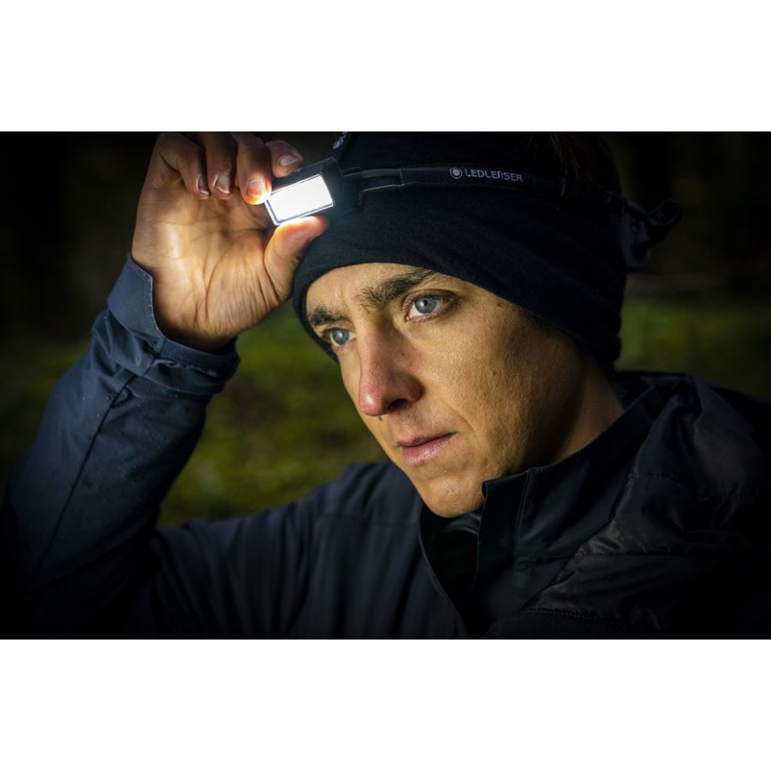 Ledlenser NEO9R - Lampada frontale ricaricabile a LED dimmerabile, 5000 mAh, IP54, 1200 lm, 120 ore, nero/blu