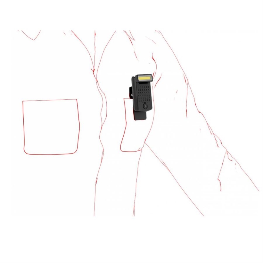 Ledlenser W1R - Torcia da lavoro ricaricabile a LED dimmerabile con clip, 740 mAh, IP54, 220 lm