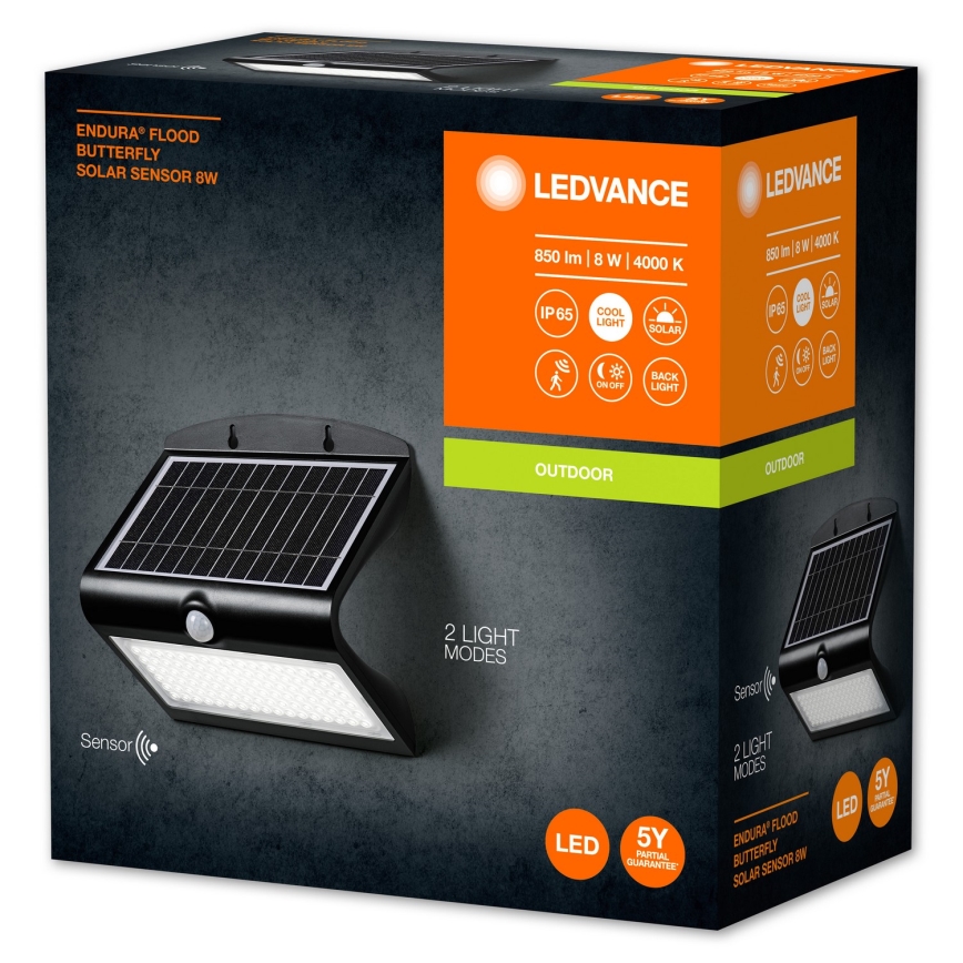 Ledvance - LED Applique solare con sensore di movimento e crepuscolare FARFALLA LED/8W/3,7V 2000 mAh IP65