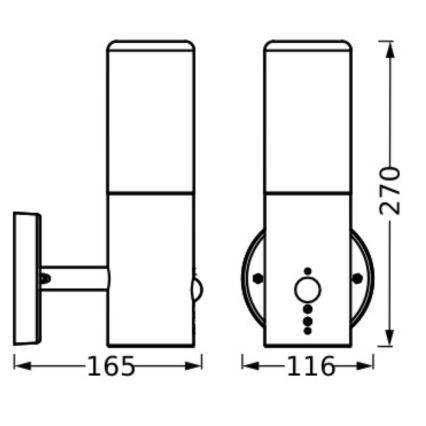 Ledvance - Applique da esterno con sensore FIGO CYLINDER 1xE27/20W/230V