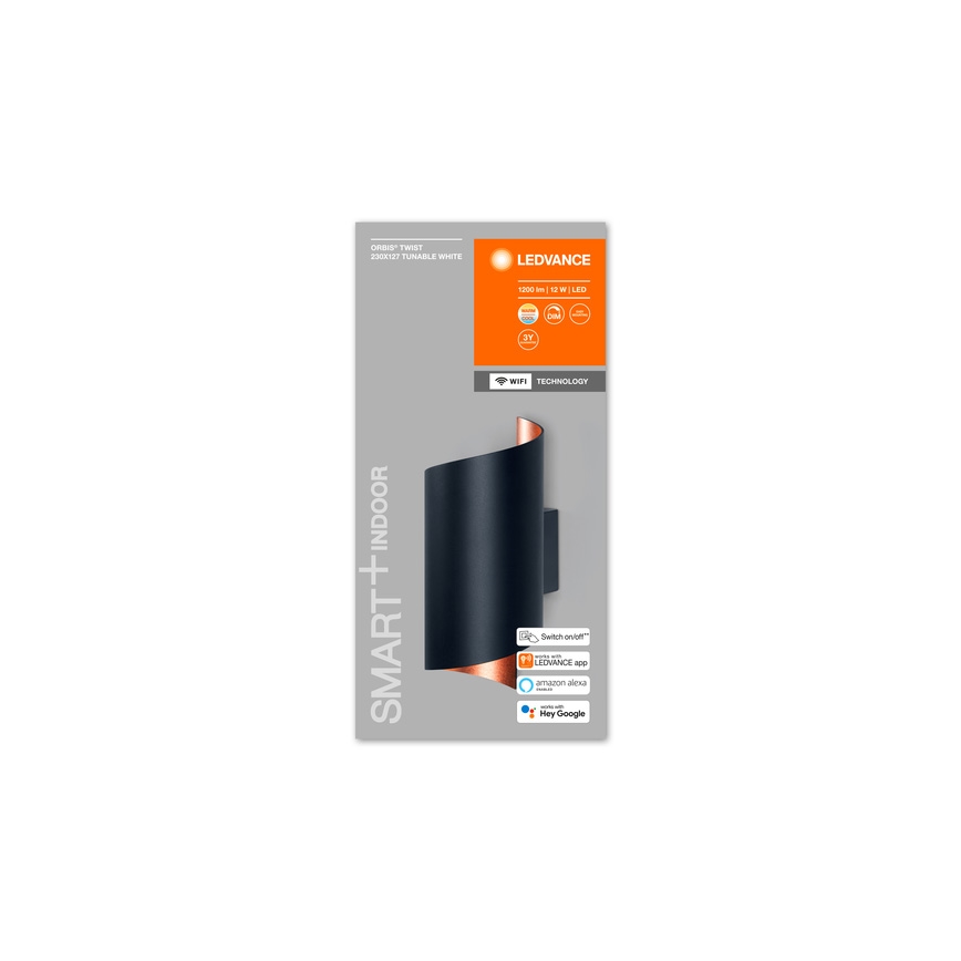 Ledvance - Applique LED dimmerabile SMART+ TWIST LED/12W/230V 3000-6500K Wi-Fi nero