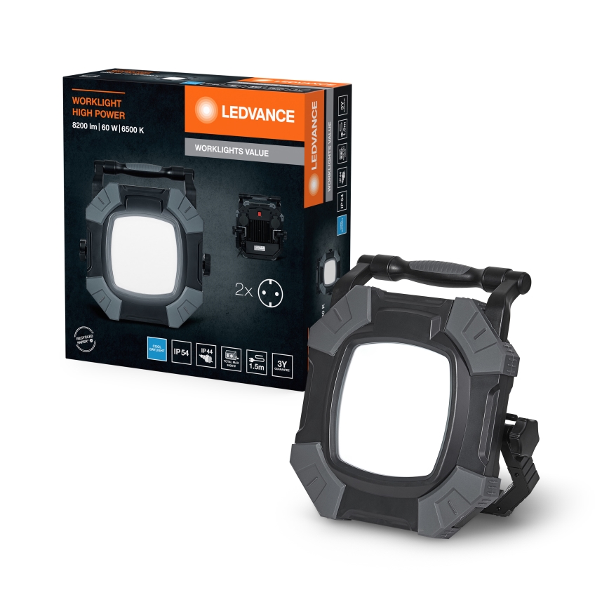 Ledvance - Lampada da lavoro a LED dimmerabile con 2 prese WORKLIGHT VALUE LED/60W/230V IP54