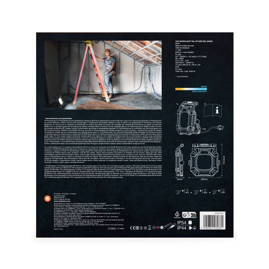 Ledvance - Lampada da lavoro a LED dimmerabile con 2 prese WORKLIGHT VALUE LED/60W/230V IP54