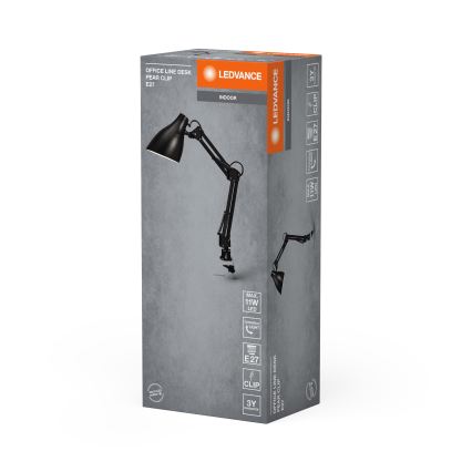 Ledvance - Lampada da scrivania con morsetto OFFICE LINE 1xE27/11W/230V nera