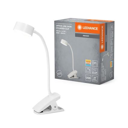 Ledvance - Lampada da tavolo LED dimmerabile con clip e controllo touch CYLINDER LED/4,8W/5V 3000-6500K bianca