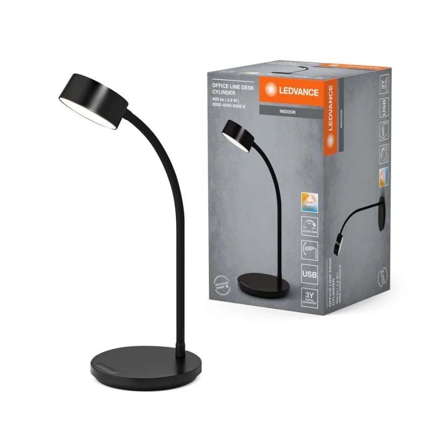 Ledvance - Lampada da tavolo LED dimmerabile a sfioramento OFFICE LED/4,8W/5V 3000-6500K nera
