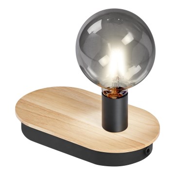 Ledvance - Lampada da tavolo touch con connettore USB DECOR WOOD 1xE27/8W/230V gomma di caucciù