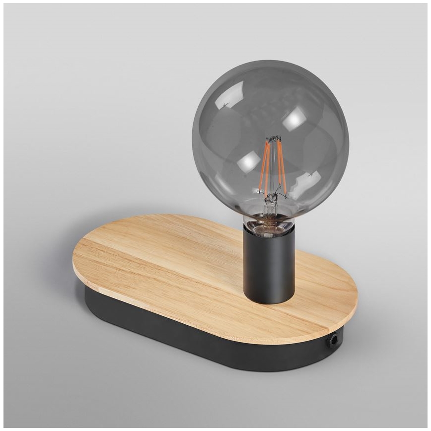 Ledvance - Lampada da tavolo Touch con USB connector DECOR WOOD 1xE27/8W/230V gomma fig