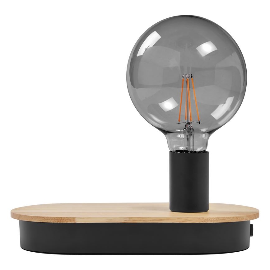 Ledvance - Lampada da tavolo Touch con USB connector DECOR WOOD 1xE27/8W/230V gomma fig