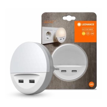 Ledvance - Lampada notturna a spina con sensore LUNETTA 2xUSB LED/13W/230V