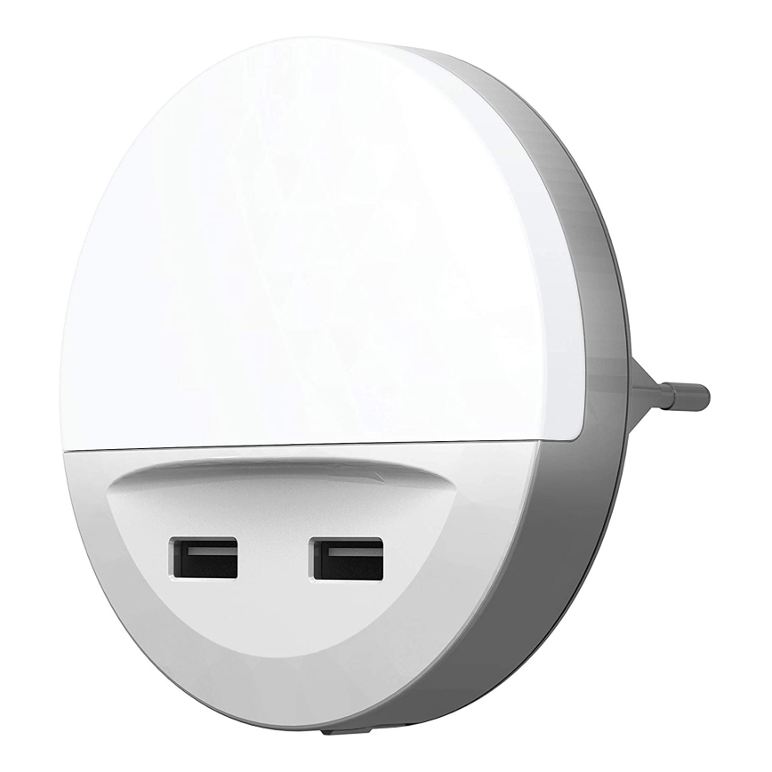 Ledvance - Lampada notturna a spina con sensore LUNETTA 2xUSB LED/13W/230V