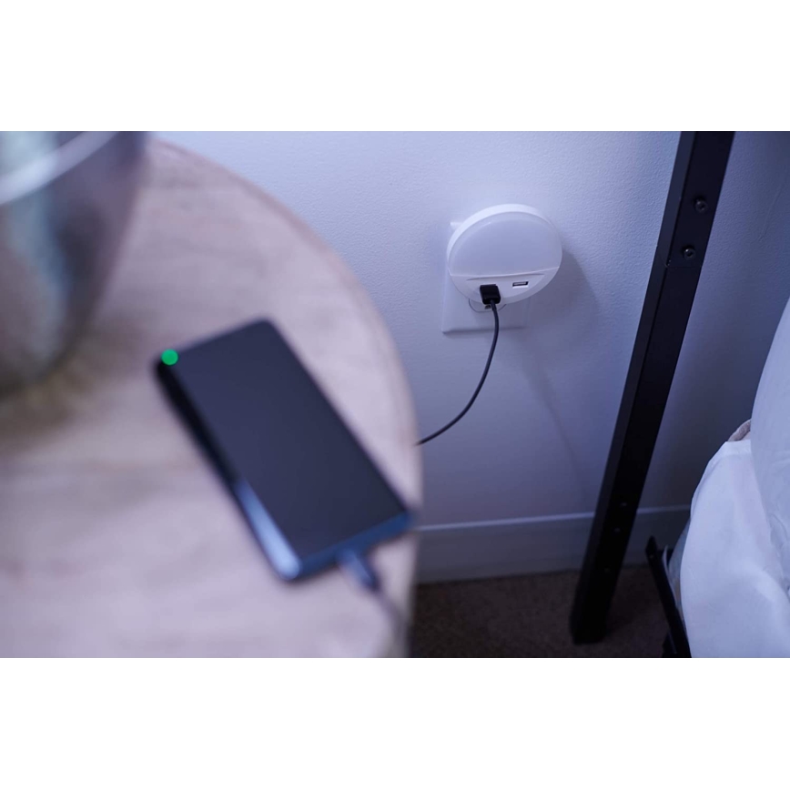 Ledvance - Lampada notturna a spina con sensore LUNETTA 2xUSB LED/13W/230V