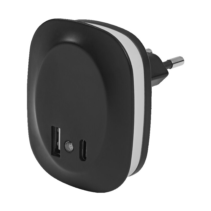 Ledvance - Lampada notturna LED con sensore e spina integrata e USB LUNETTA LED/12,5W/230V 3000K nero