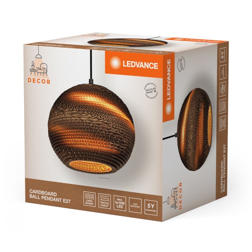 Ledvance - Lampadario a sospensione con filo DECOR CARDBOARD 1xE27/15W/230V diametro 26 cm