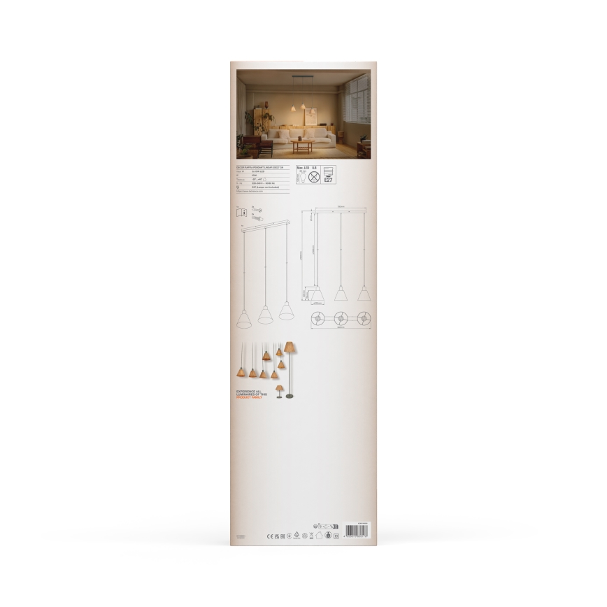 Ledvance - Lampadario a sospensione con filo DECOR RAFFIA 3xE27/15W/230V bastone di rafia