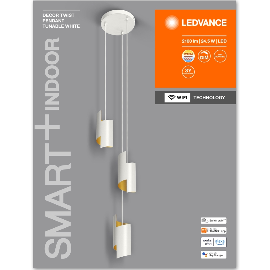 Ledvance - Lampadario LED dimmerabile su filo SMART+ DECOR 3xLED/8W/230V bianco Wi-Fi