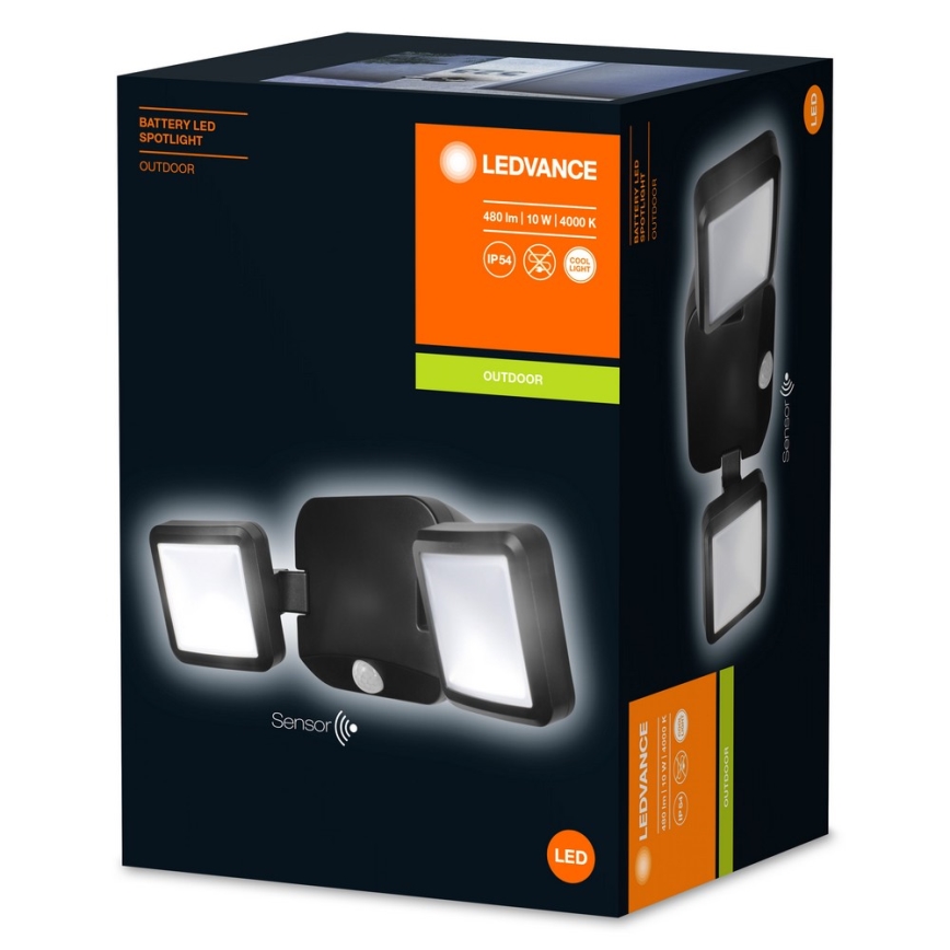 Ledvance - LED Applique da esterno con sensore BATTERY 2xLED/10W/4xD IP54