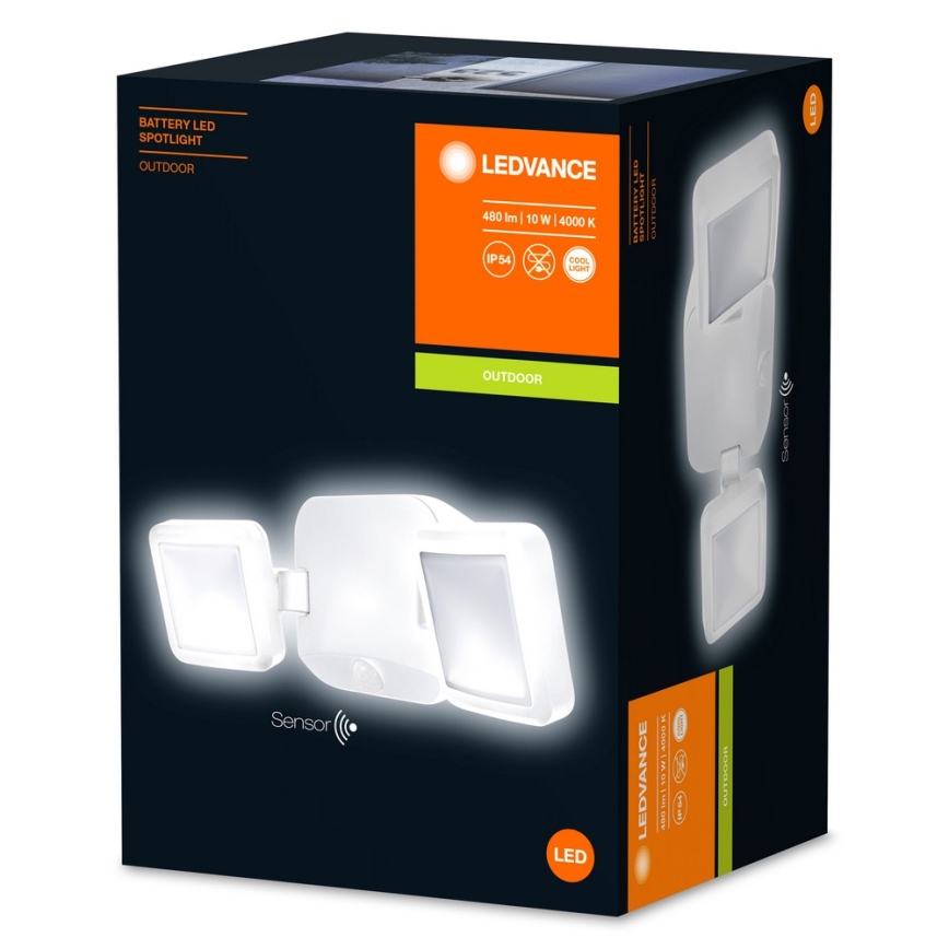 Ledvance - LED Applique da esterno con sensore BATTERY 2xLED/10W/4xD IP54