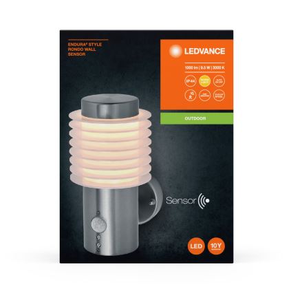 Ledvance - LED Applique da esterno con sensore ENDURA RONDO LED/9,5W/230V IP44 cromo