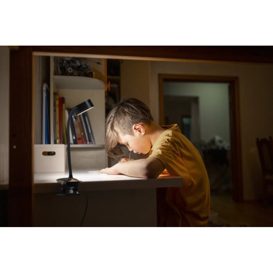 Ledvance - Lampada da tavolo LED dimmerabile a sfioramento con clip CYLINDER LED/4,8W/5V 3000-6500K nero