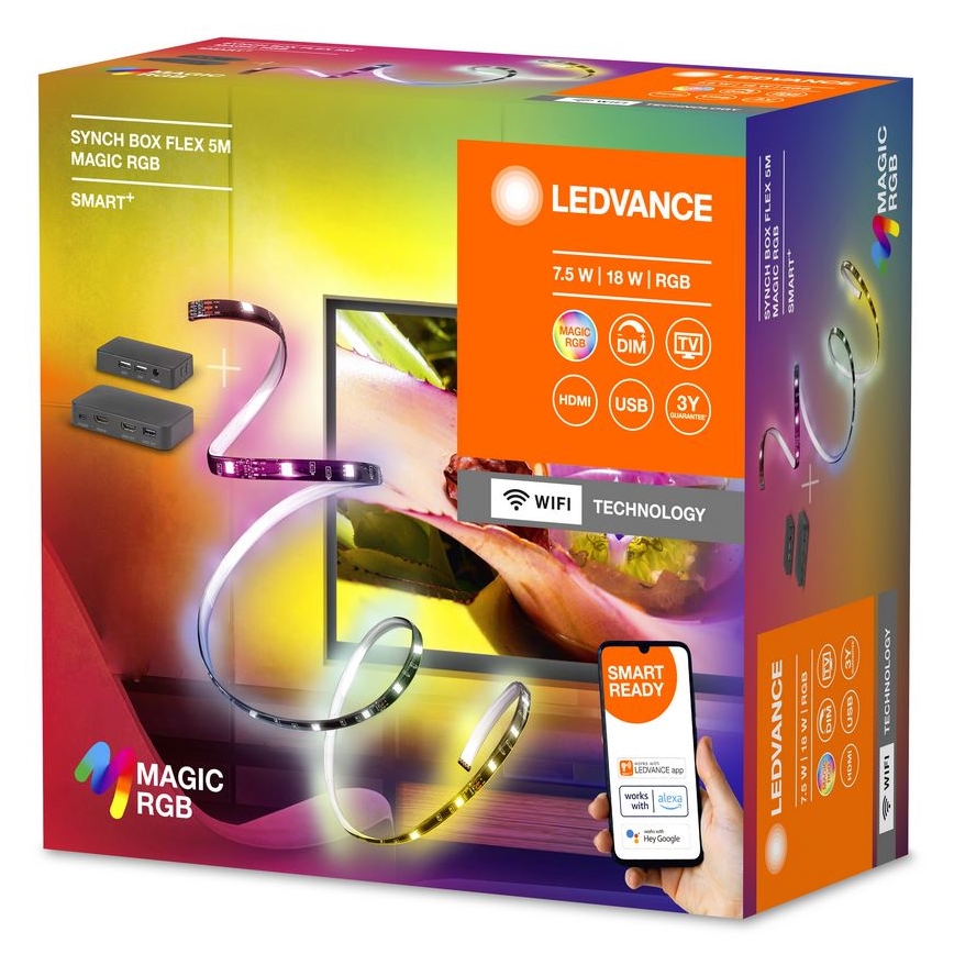 Ledvance - LED RGB Striscia dimmerabile per TV SYNCH BOX FLEX SMART+ MAGIC 4,5m LED/18W/230V Wi-Fi