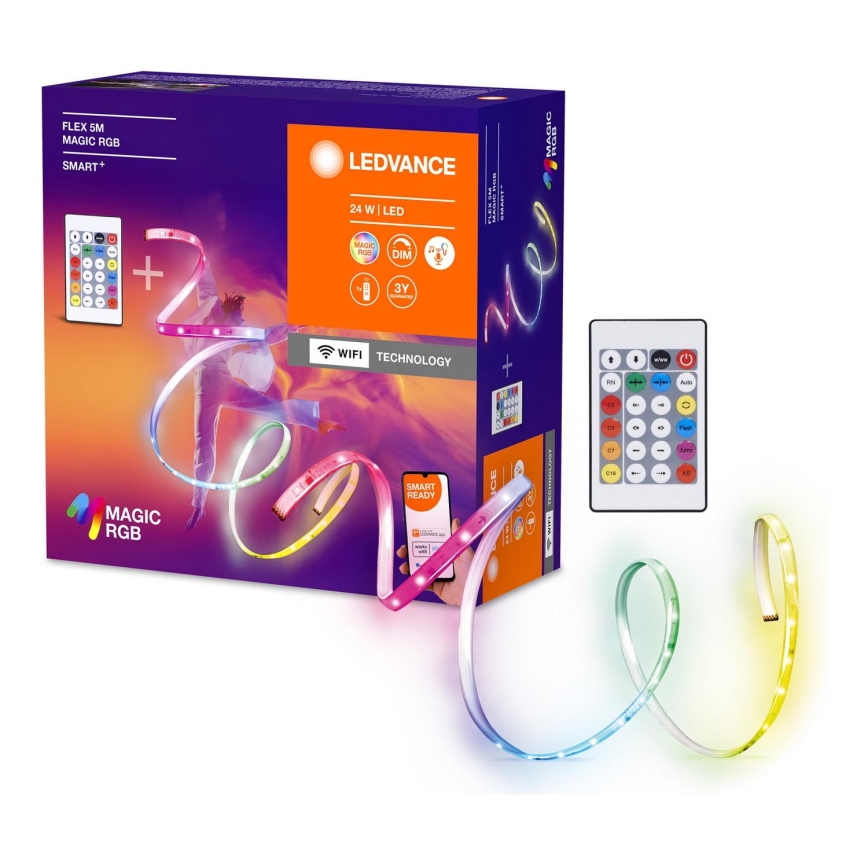 Ledvance - LED RGB Striscia dimmerabile SMART+ MAGIC FLEX 5m LED/24W/230V Wi-Fi + telecomando