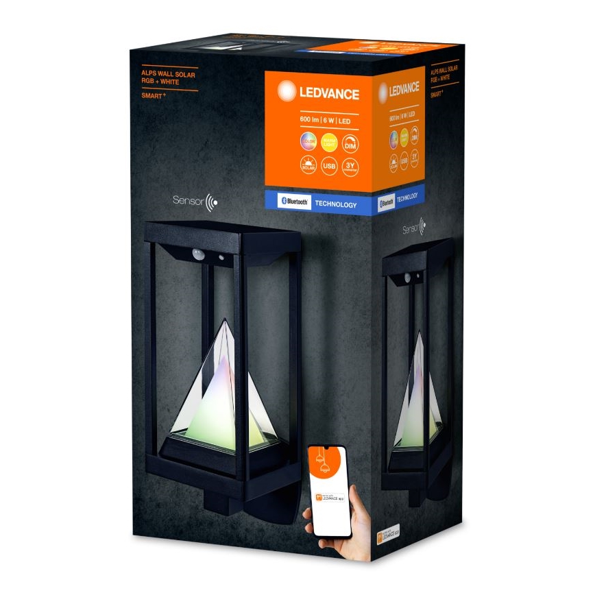 Ledvance - LED RGBW Applique solare dimmerabile con sensore SMART+ ALPS LED/6W/3,7V 3000K IP44