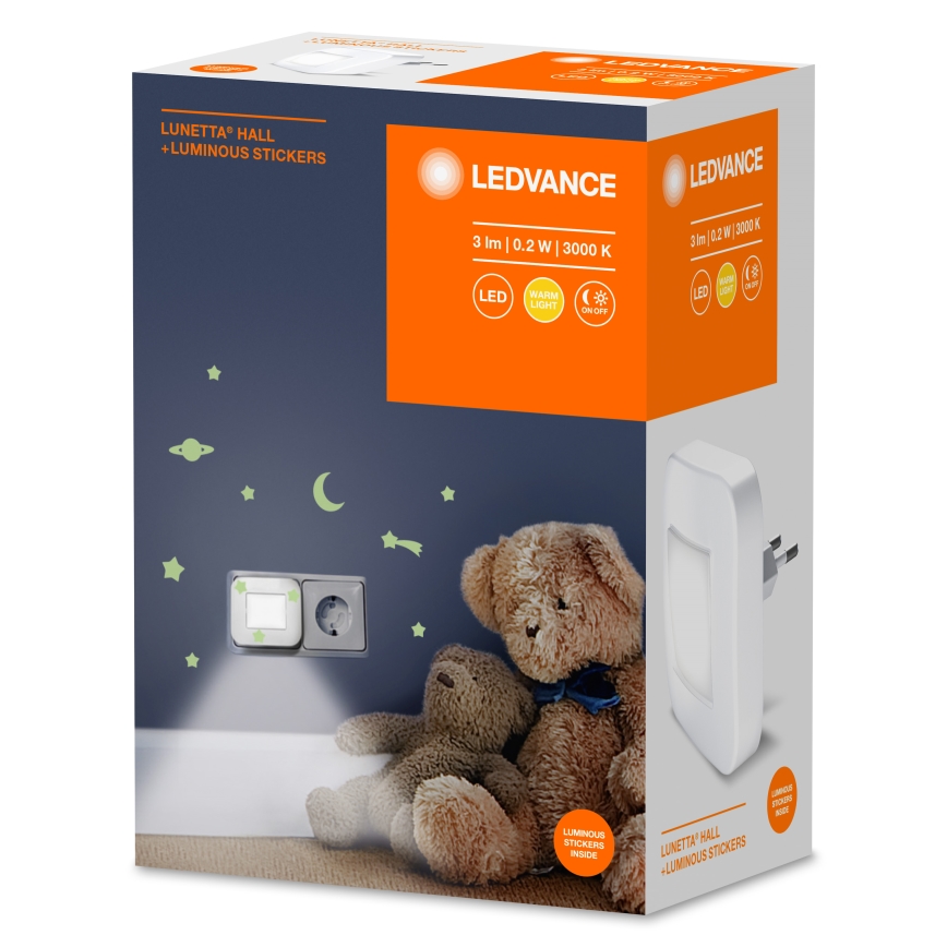 Ledvance - Luce notturna LED con sensore crepuscolare LUNETTA LED/0,2W/230V