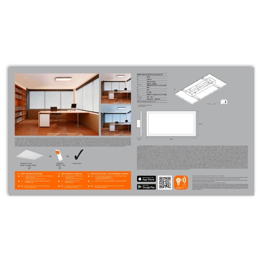 Ledvance - Plafoniera LED dimmerabile SMART+ PLANON LED/22W/230V 30x60 cm Wi-Fi
