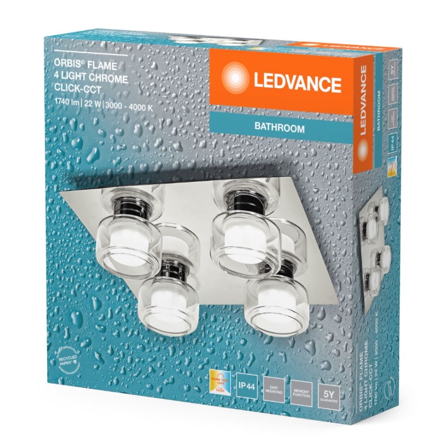 Ledvance - Plafoniera LED da bagno ORBIS FLAME 4xLED/5,5W/230V 3000/4000K IP44 cromo