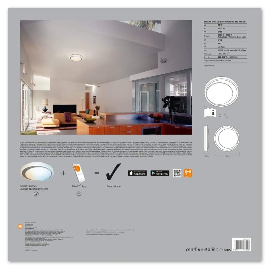 Ledvance - Plafoniera LED dimmerabile SMART+ MOON LED/32W/230V Wi-Fi