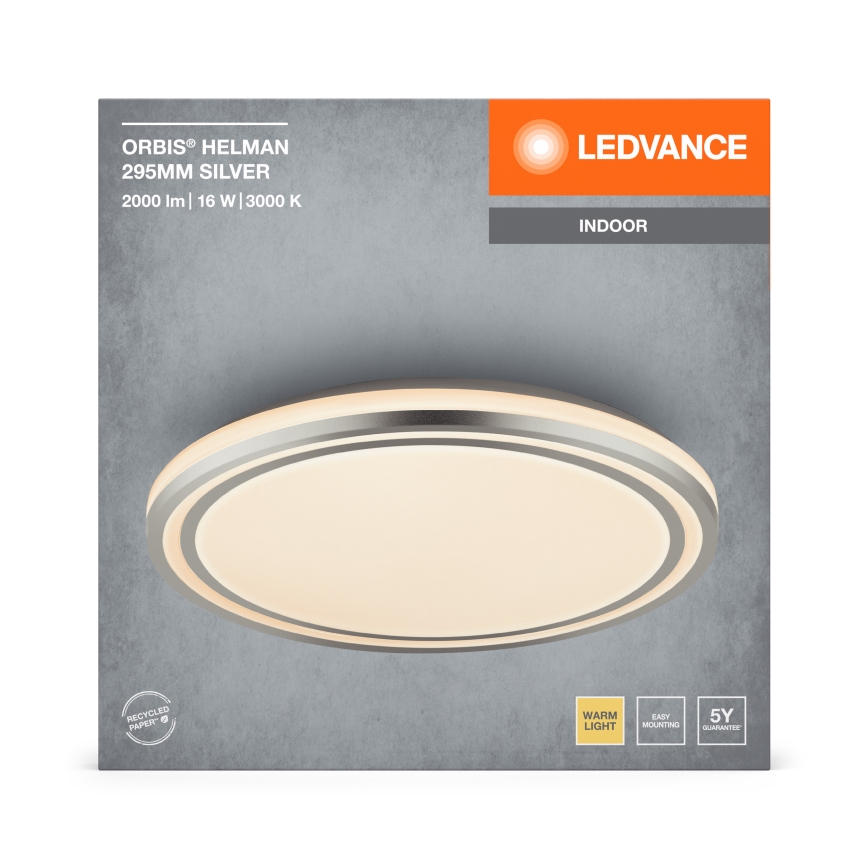 Ledvance - Plafoniera LED ORBIS HELMAN LED/16W/230V diametro 29,5 cm argento