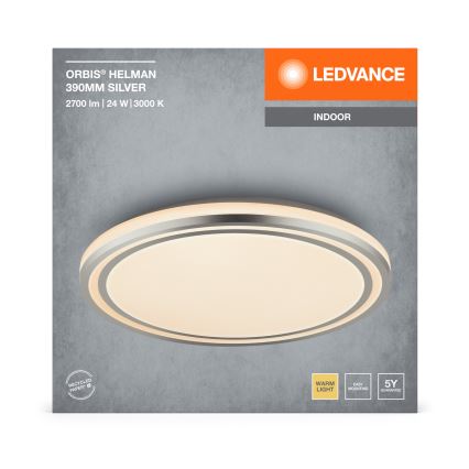 Ledvance - Plafoniera LED ORBIS HELMAN LED/24W/230V diametro 39 cm argento
