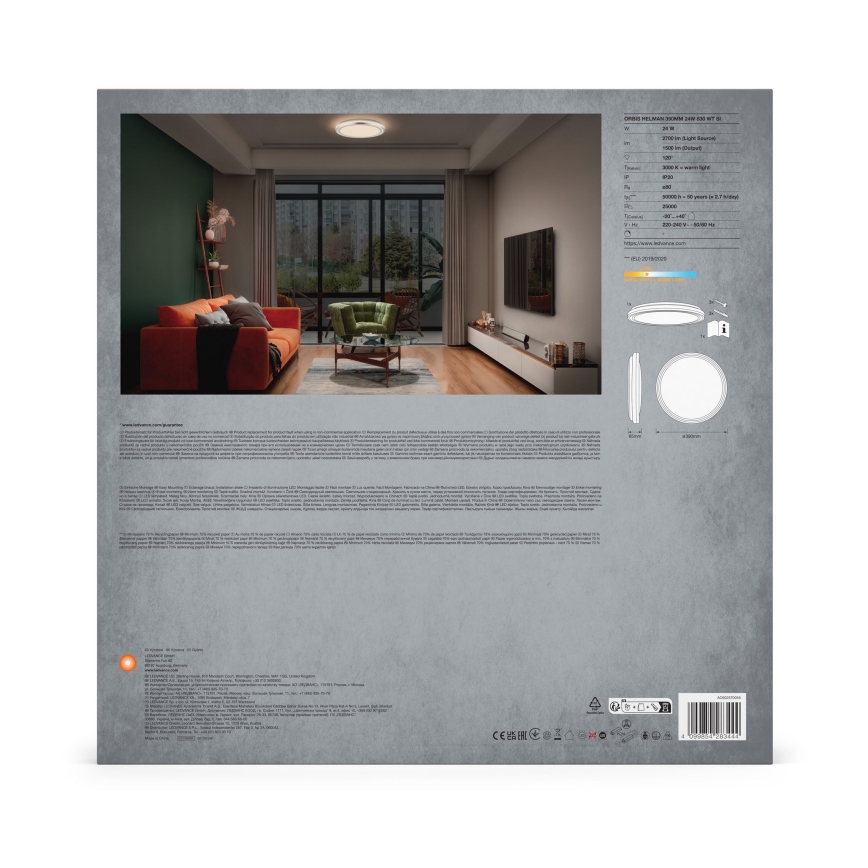 Ledvance - Plafoniera LED ORBIS HELMAN LED/24W/230V diametro 39 cm argento