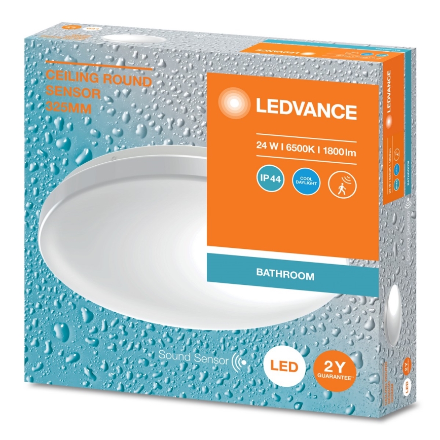 Ledvance - Plafoniera LED da soffitto per bagno con sensore crepuscolare CEILING ROUND LED/24W/230V IP44
