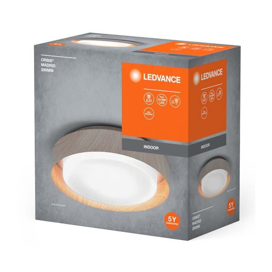 Ledvance - Plafoniera ORBIS MADRID 2xE27/10W/230V legno