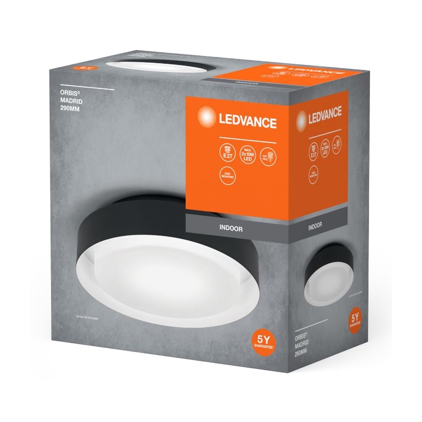 Ledvance - Plafoniera ORBIS MADRID 2xE27/10W/230V nero