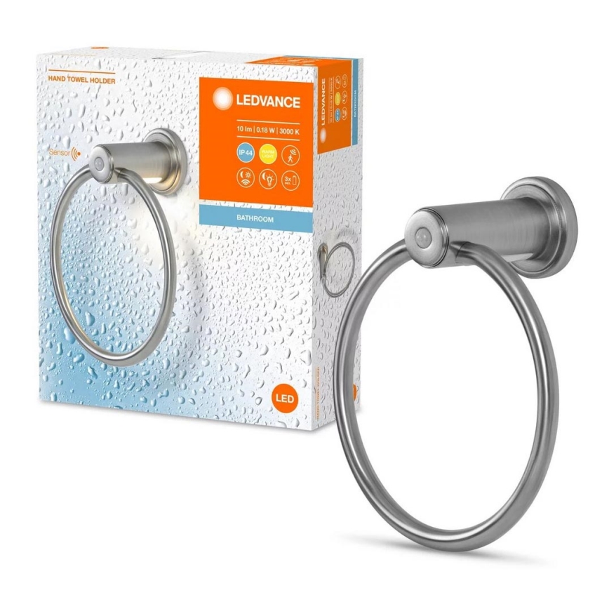 Ledvance - Porta asciugamani con LED retroilluminazione 3xAAA IP44