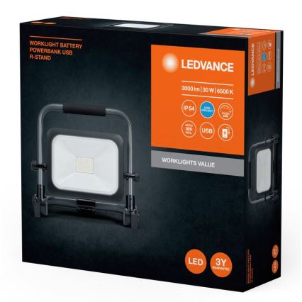 Ledvance - LED Dimmerabile per esterni ricaricabile per riflettore WORKLIGHT BATTERY LED/30W/5V 2200 mAh IP54